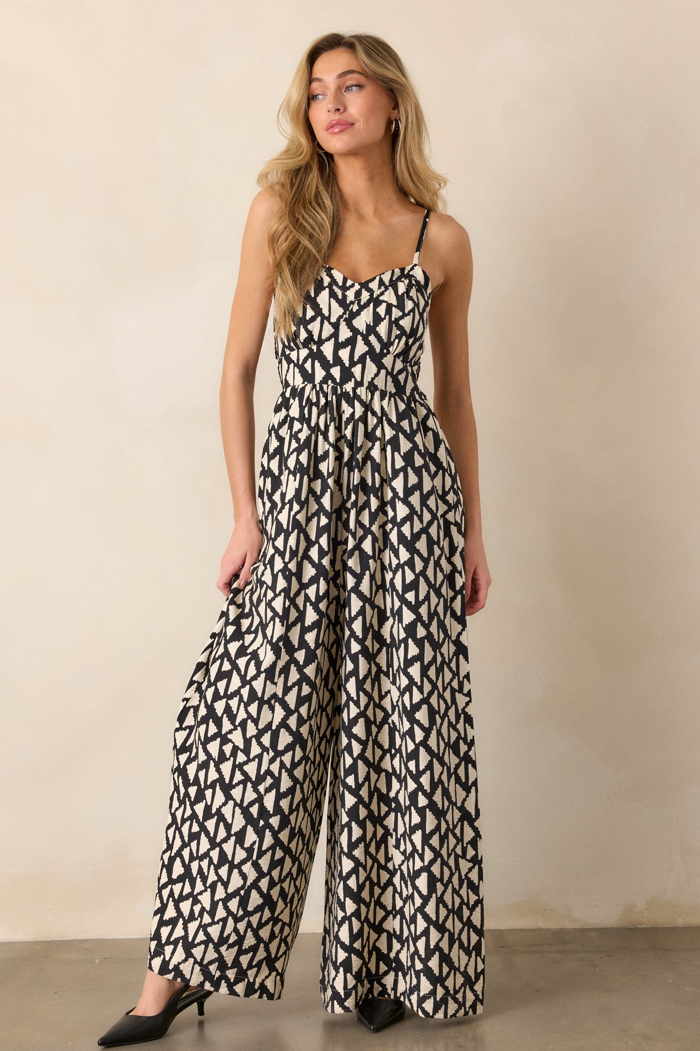 Gallery Stroll Black Geometric Print Jumpsuit - Image 5