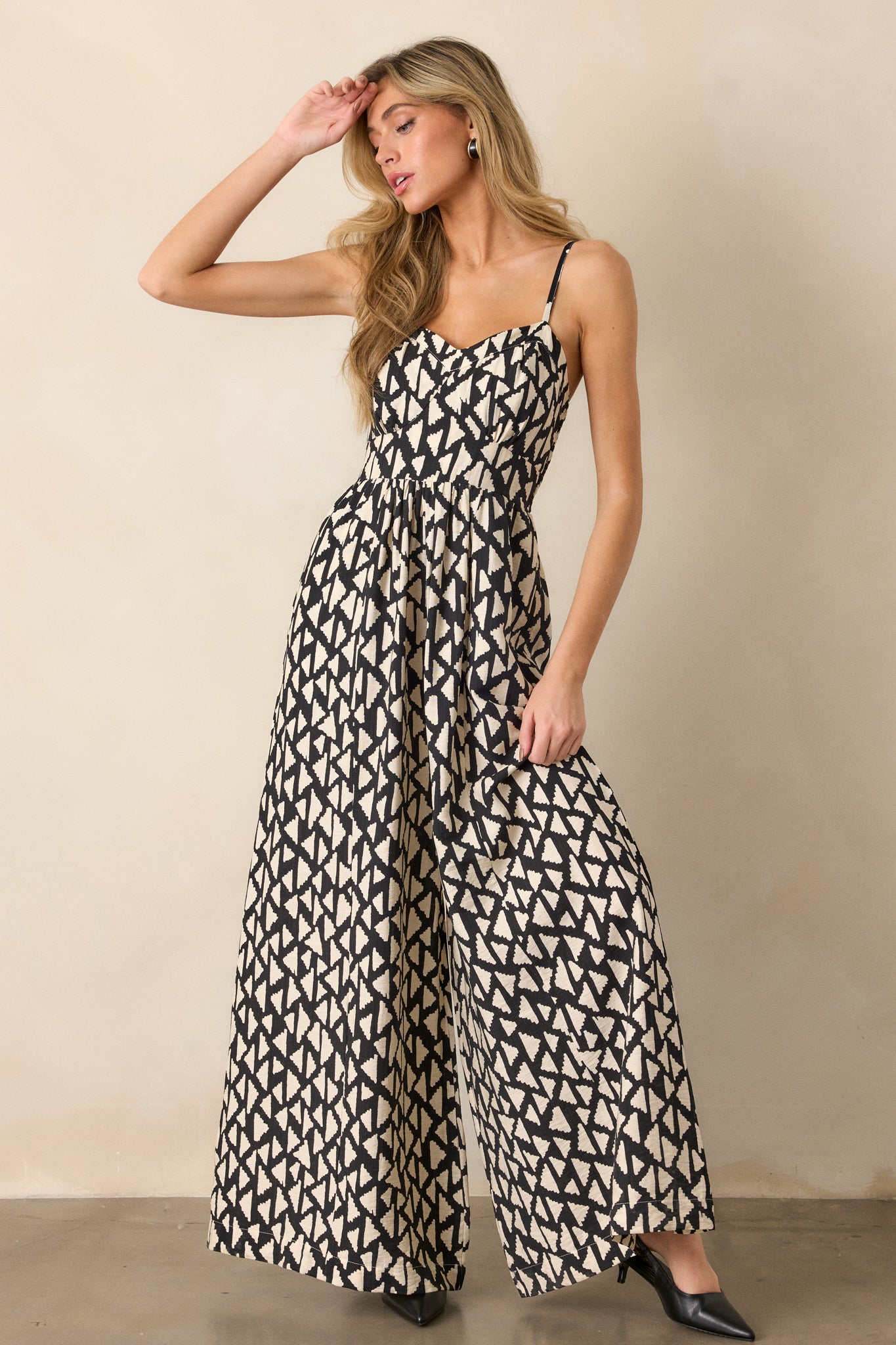 Gallery Stroll Black Geometric Print Jumpsuit - Image 3
