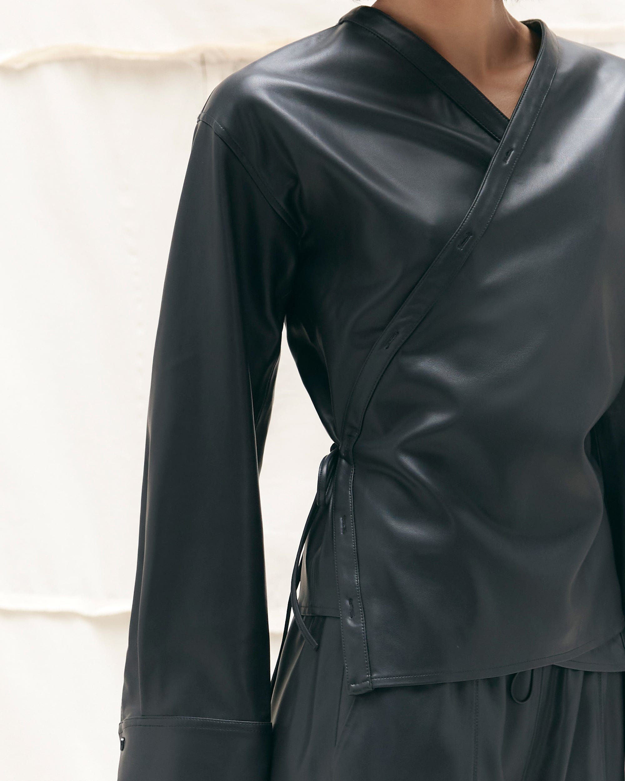 Sarit Vegan Leather Wrap Top - Image 7