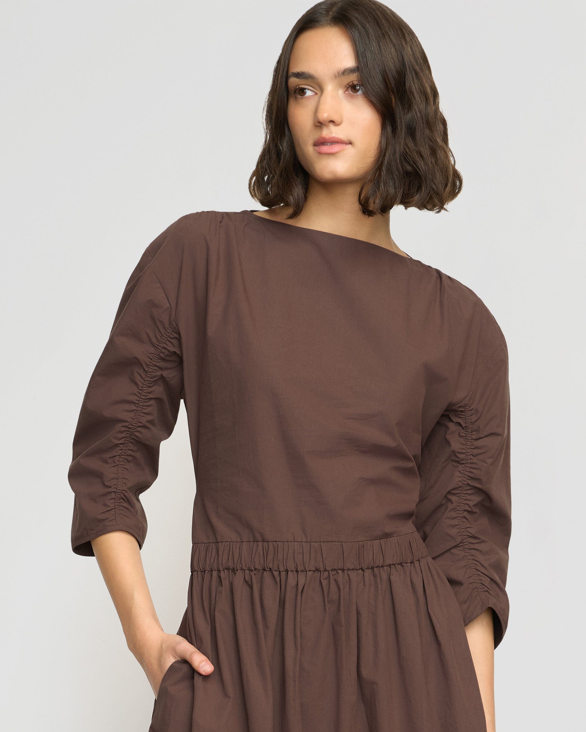 Natalia Cotton Ruched-Detail Dress - Image 7