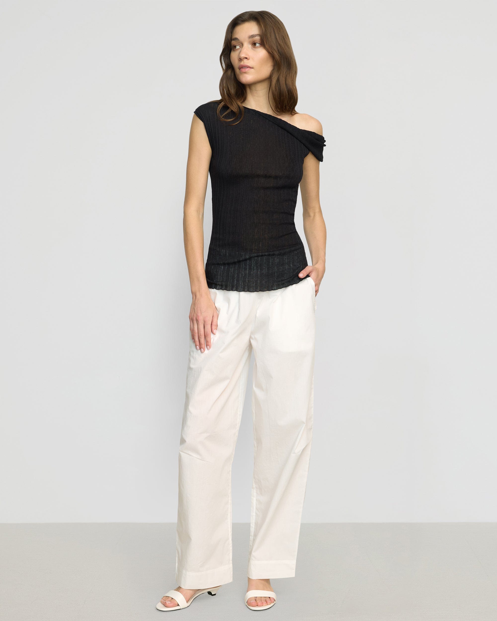 Saba Off-Shoulder Semi-Sheer Knit Top - Image 3