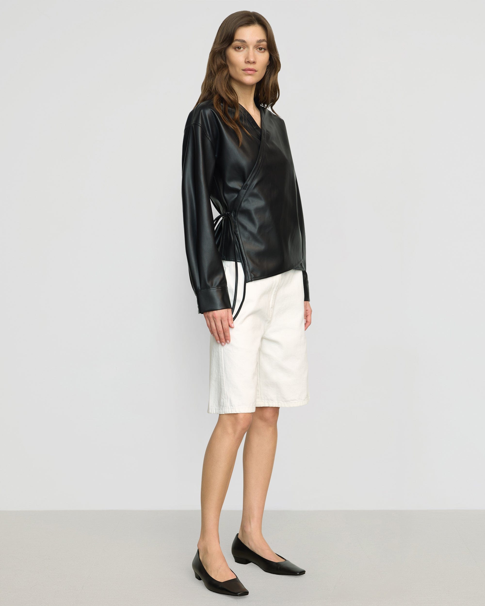 Sarit Vegan Leather Wrap Top - Image 3