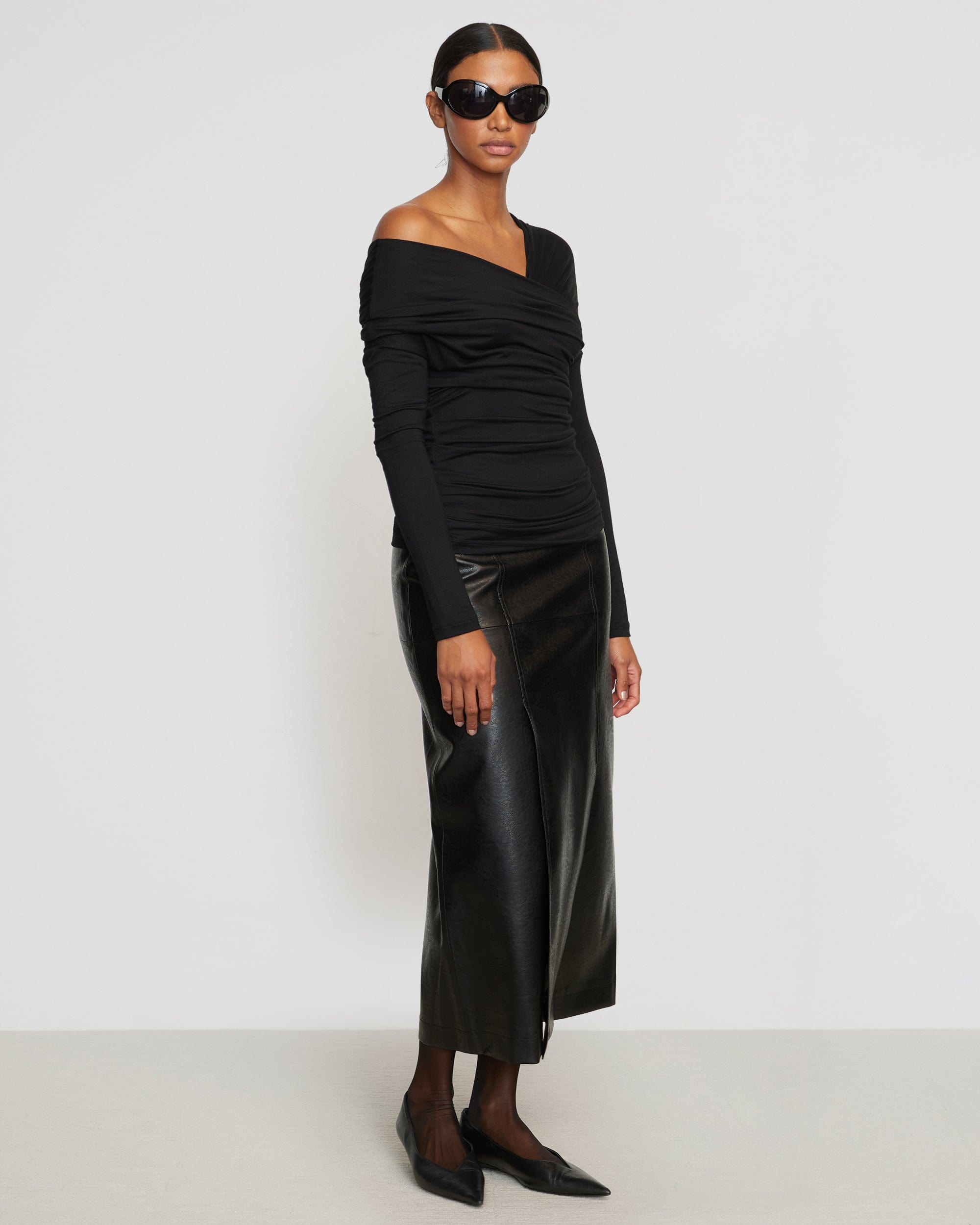 Theresa Ruched Off-Shoulder Long-Sleeve Tee - Image 7