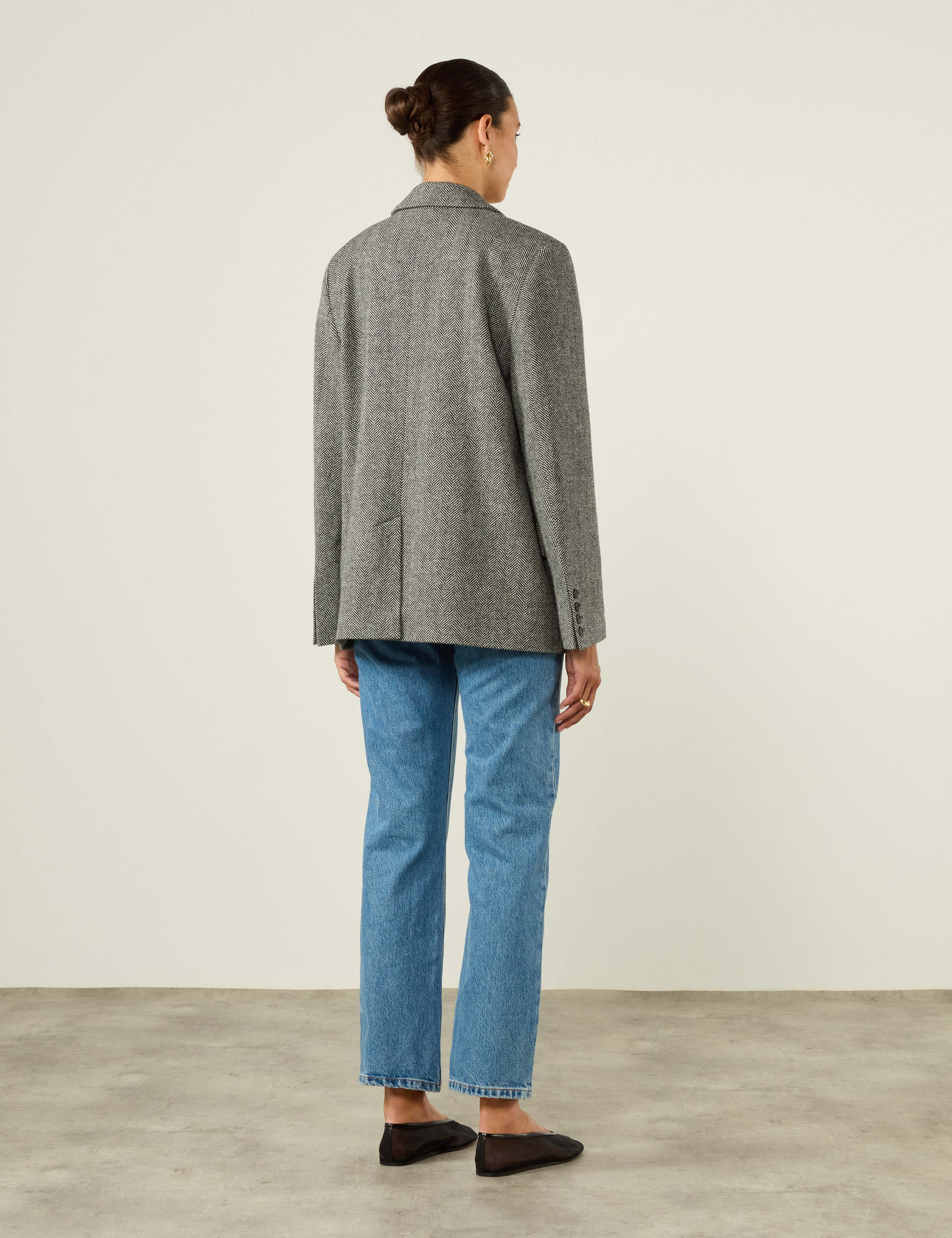 Hutton Blazer: Wool, Grey Herringbone - Image 2