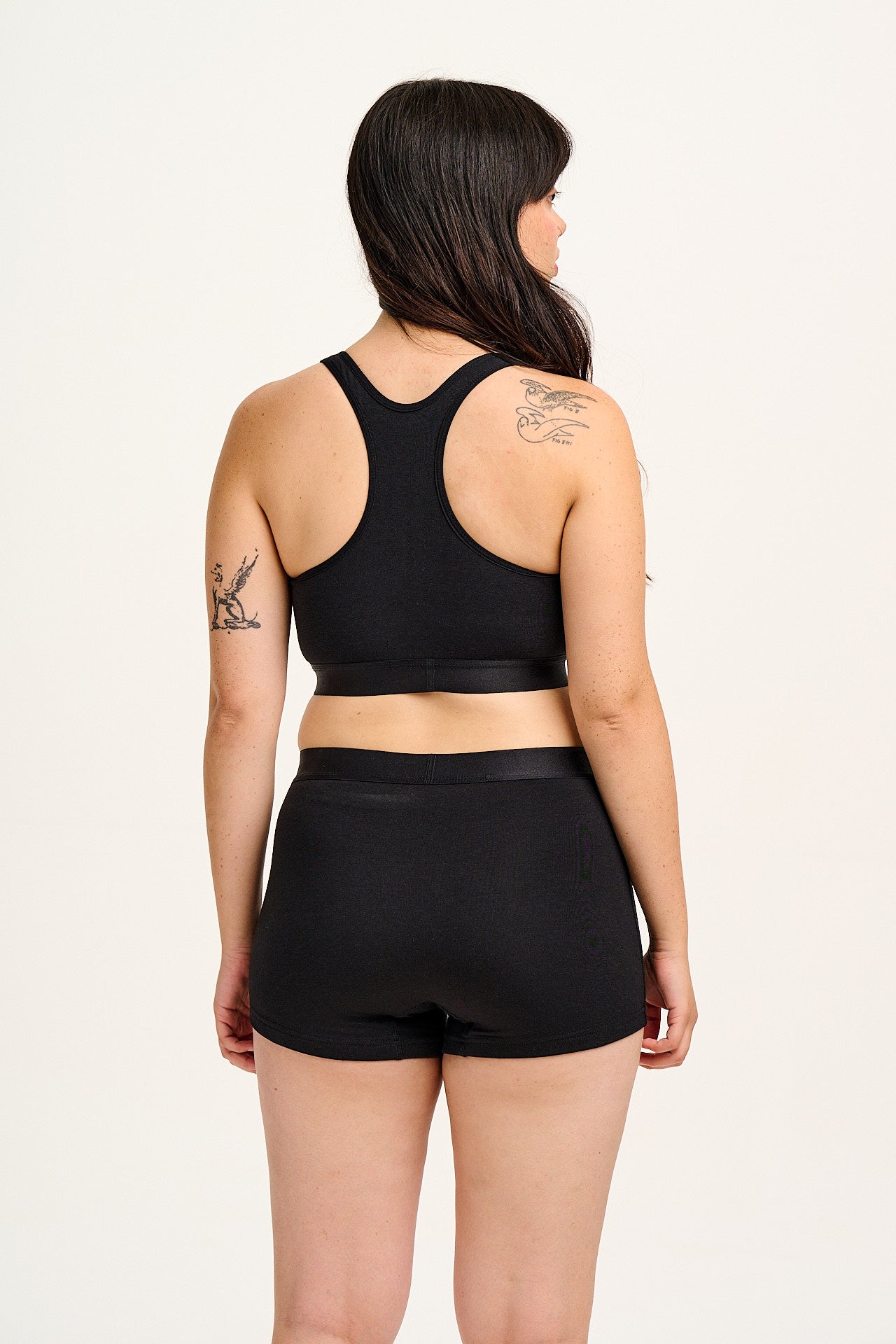 Iona - Racer Back Cotton & Bamboo Crop Top in Black - Image 6