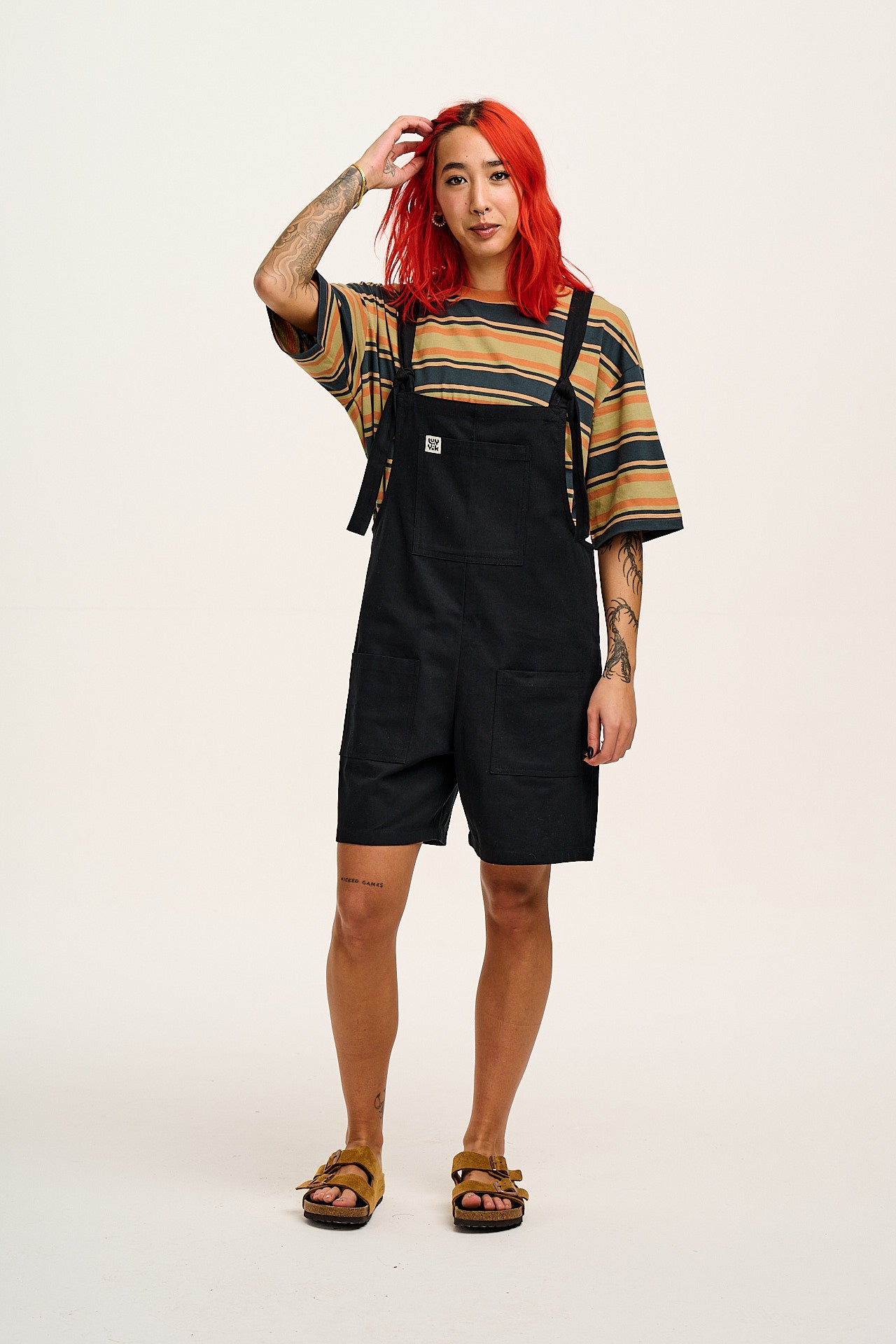 Original - Cotton Dungaree Shorts in Black - Image 4