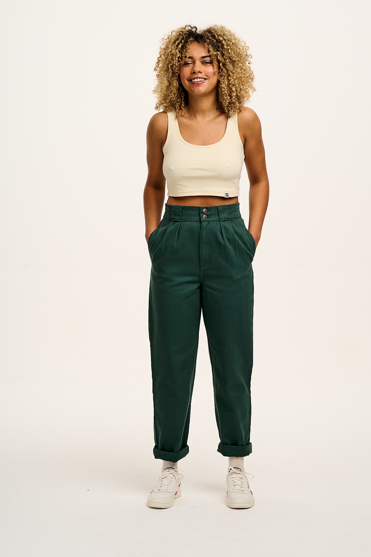Addison - Cotton Jeans in Posy Green