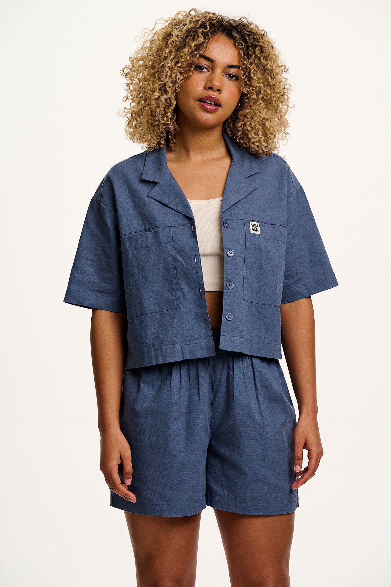 Alfie - Cotton & Linen Shirt in Vintage Indigo - Image 4