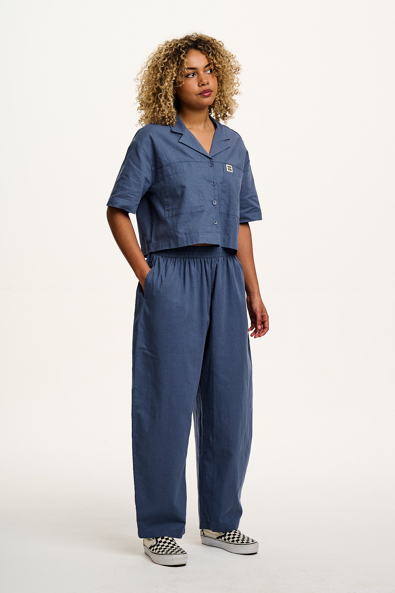 Alfie - Cotton & Linen Shirt in Vintage Indigo - Image 7