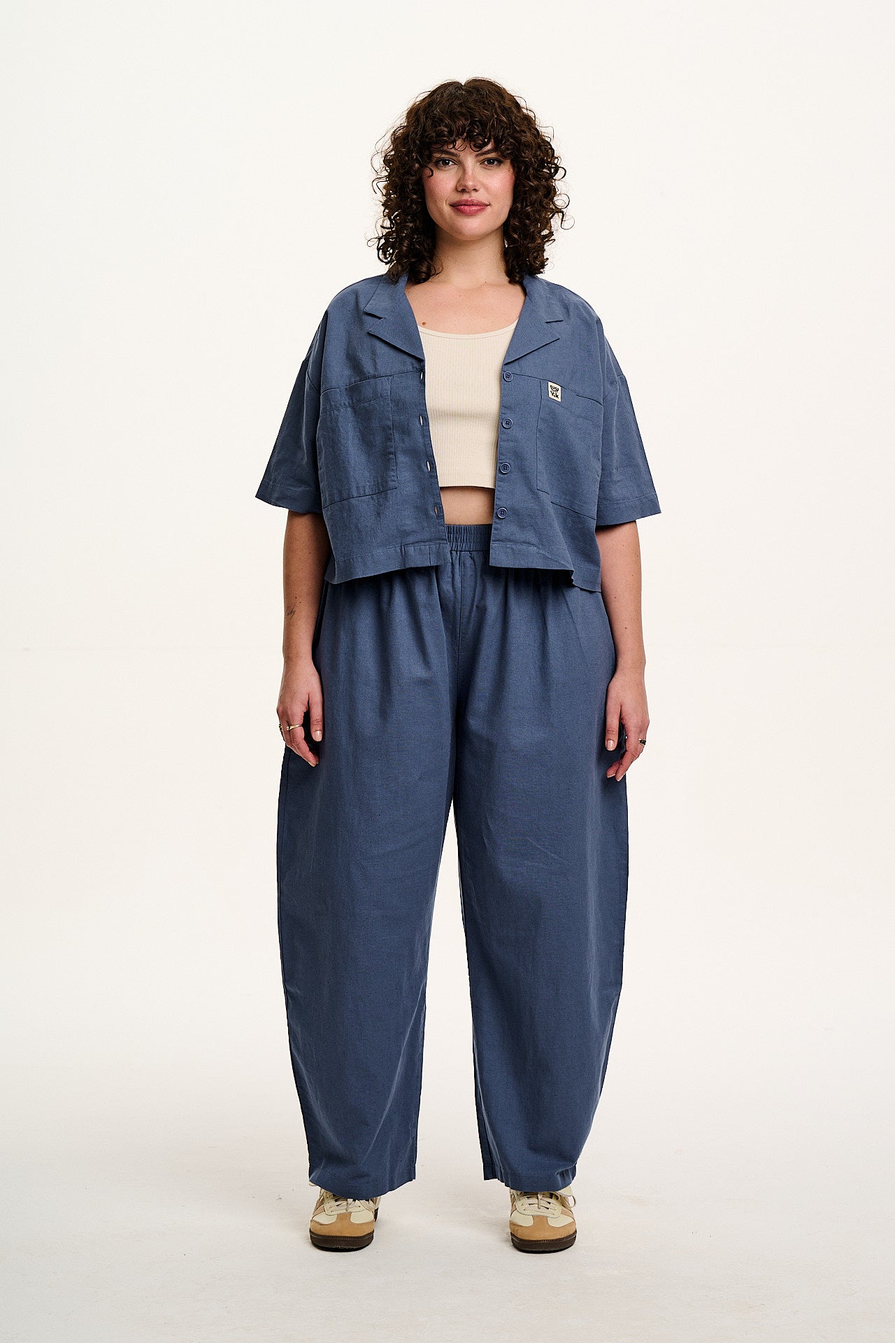 Alfie - Cotton & Linen Shirt in Vintage Indigo - Image 9