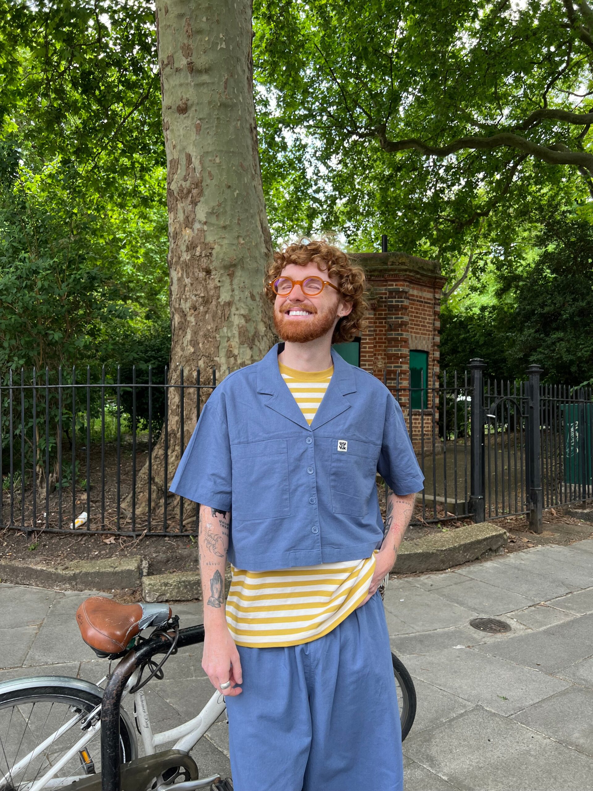 Alfie - Cotton & Linen Shirt in Vintage Indigo - Image 2